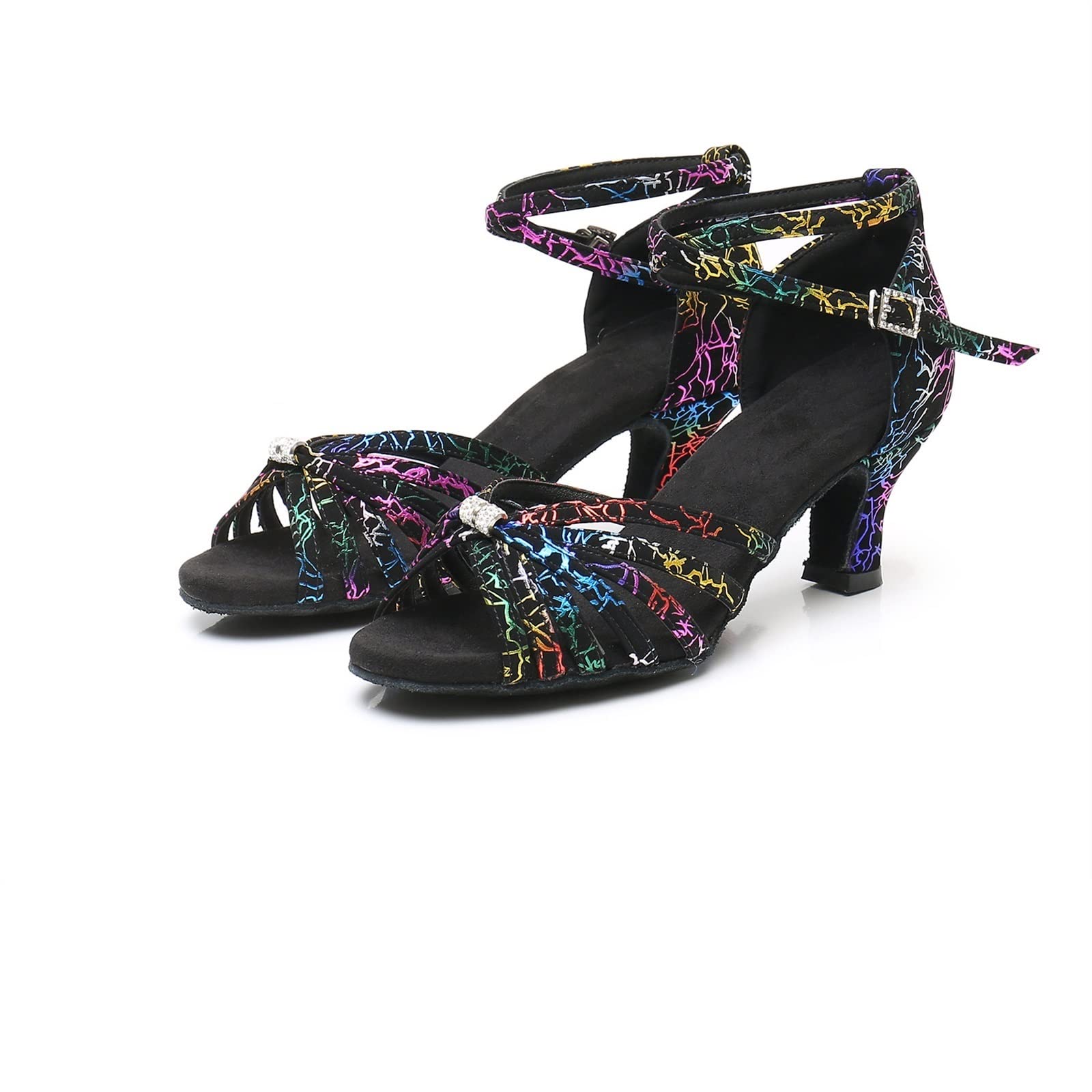 Wysokie obcasy damskie buty z latynoskim tańcem dla dorosłych na środkowym obcasie buty taneczne miękkie buty taneczne o niskim obcasie (6,5 UK)