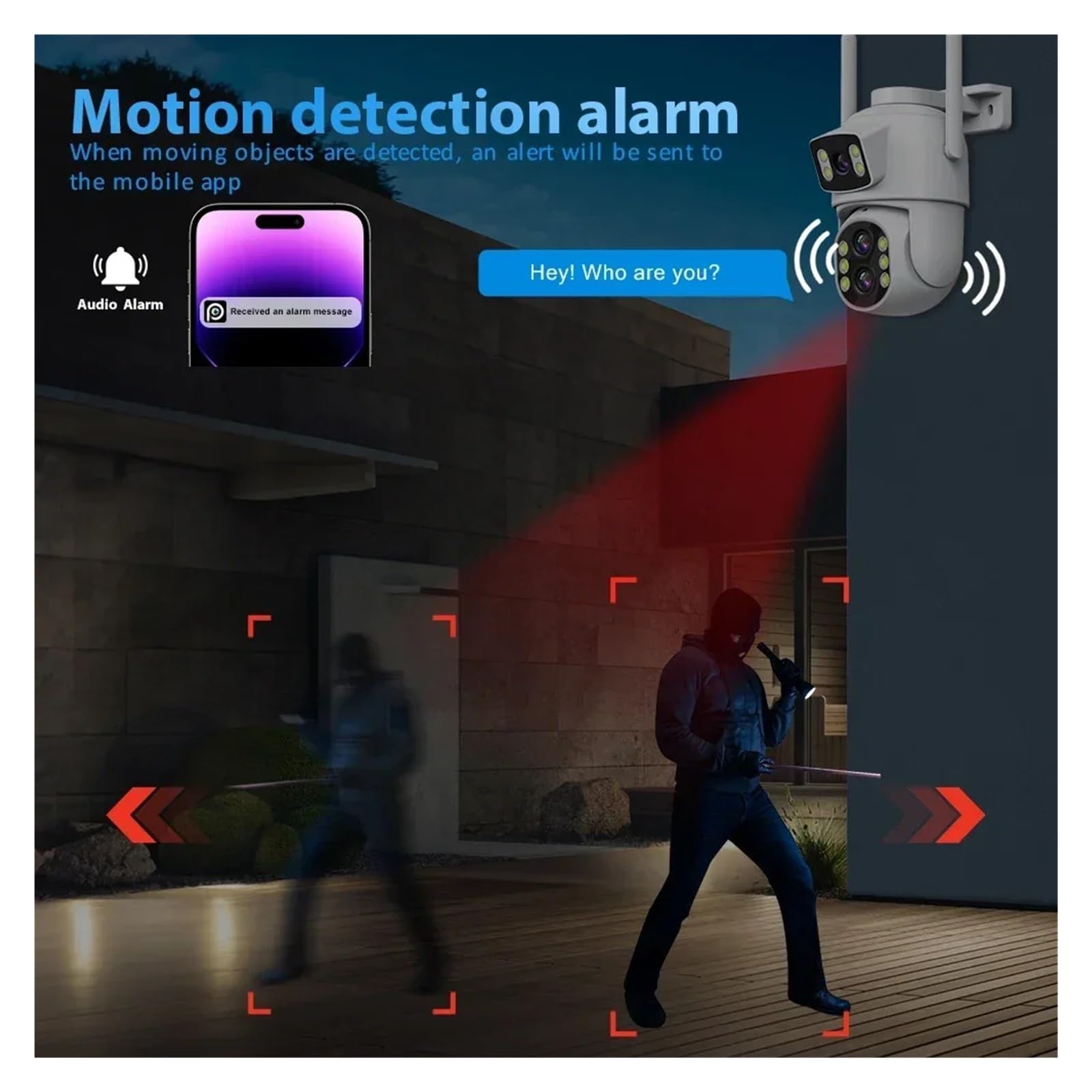 Caméra WiFi extérieure PTZ à Triple Objectif 6K