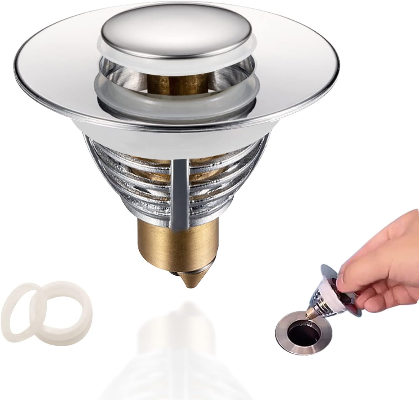 Universal Pop up Drain Stopper, Upgraded Pop up Stopper for Bathroom