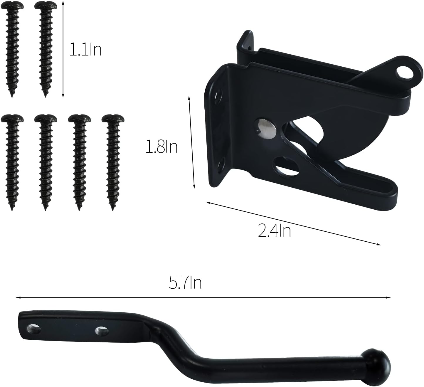 Heavy Duty Self-Locking Gate Latch, Privacy Door Latch for Wooden Fence, Wood Gate and Metal Gates, Suitable for Secure Pool, Yard, Garden, Black (Long)