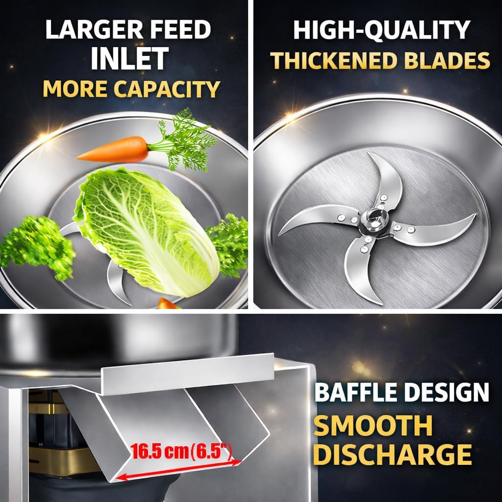 Electric Commercial Vegetable Chopper, Small Household Poultry Feed, 1200W Animal Feed Grinder, Comes with 4 Spare Blades Splash Guard for Poultry and Animal Feed Preparation