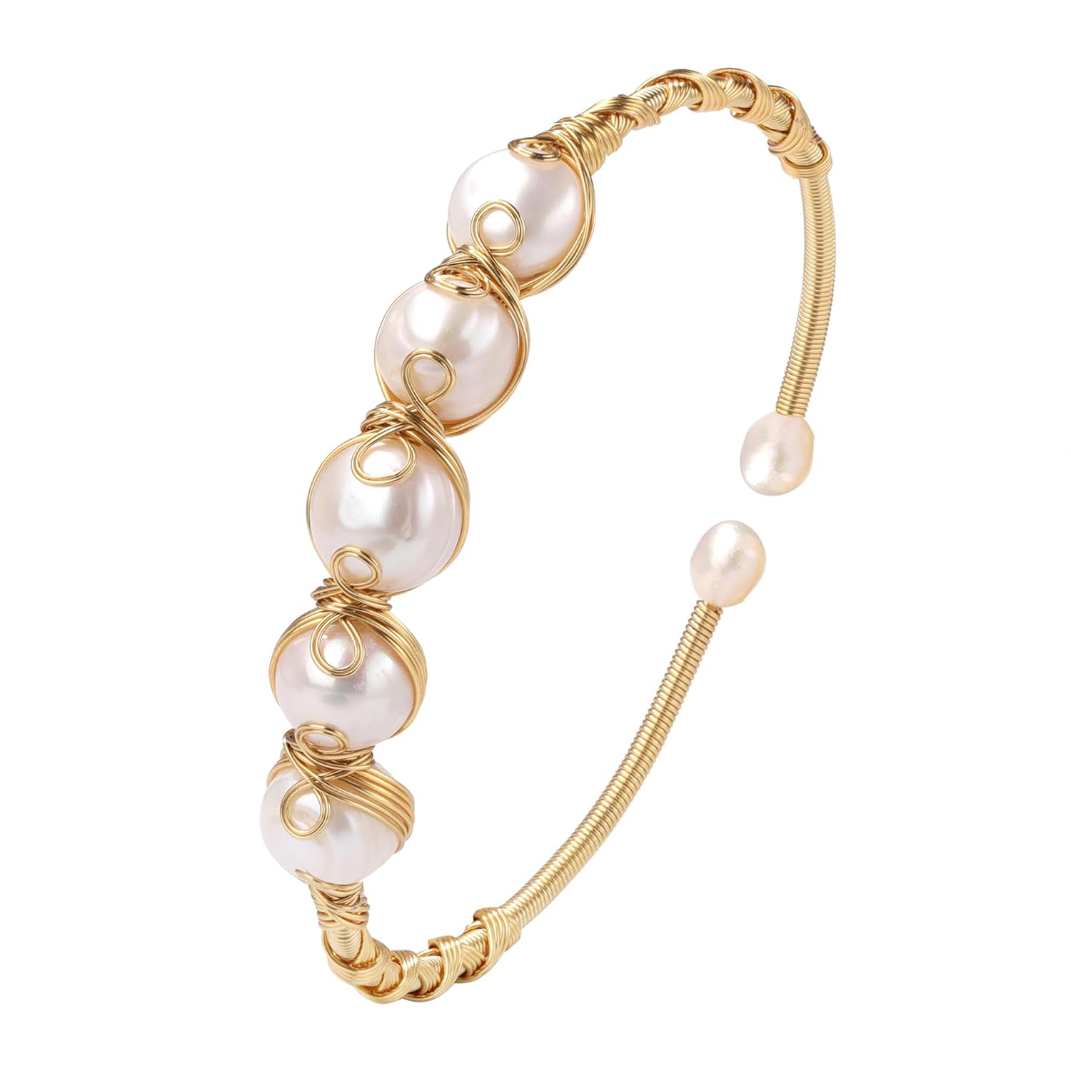 Pearls Bracelets for Women Natural Freshwater Pearls Bracelets Jewelry Bangle Lucky Jewelry for Mom Lover Her Diameter 1
