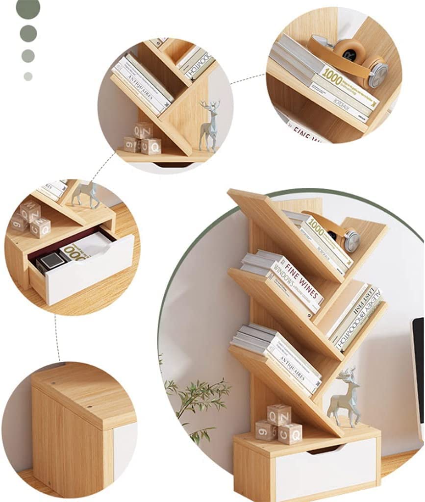 fhda Scaffale da scrivania ad Albero autoportante con cassetto espositore Stretto per Piccoli spazi Organizzatore da scrivania in Legno Piccolo