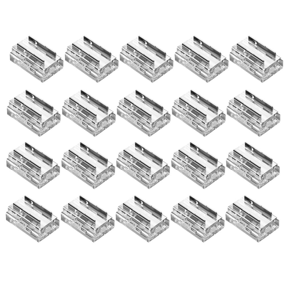 Littimoon 20 Pack LED Strip Connectors for 8mm 2-Pin COB/SMD 2835/3528 LED Strips for Non-Wired Gapless Solderless