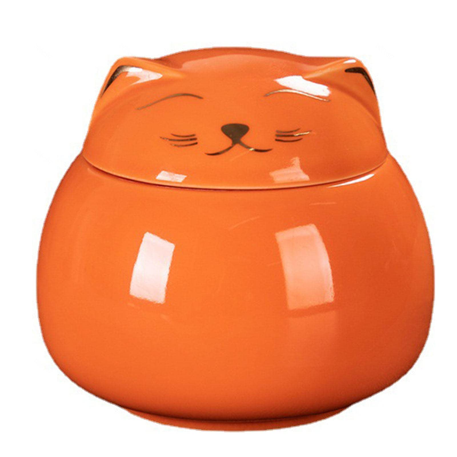 BRDECOR Cat-shape Ceramic Urn - Cremation Urns for Human Ashes Adult Female Male - Decorative Urns - Cremation Urn for Keepsake, Burial - Fits a Small Amount of Cremated Remains,Orange