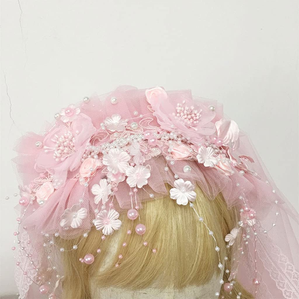 Bachelorette Party Schleier, Blumenkrone, Brautmädchen, Blumenkranz, Tüll Schleier mit Perlenquaste, verziert, Bachelorette Party, Stirnband, kurz für Bräute