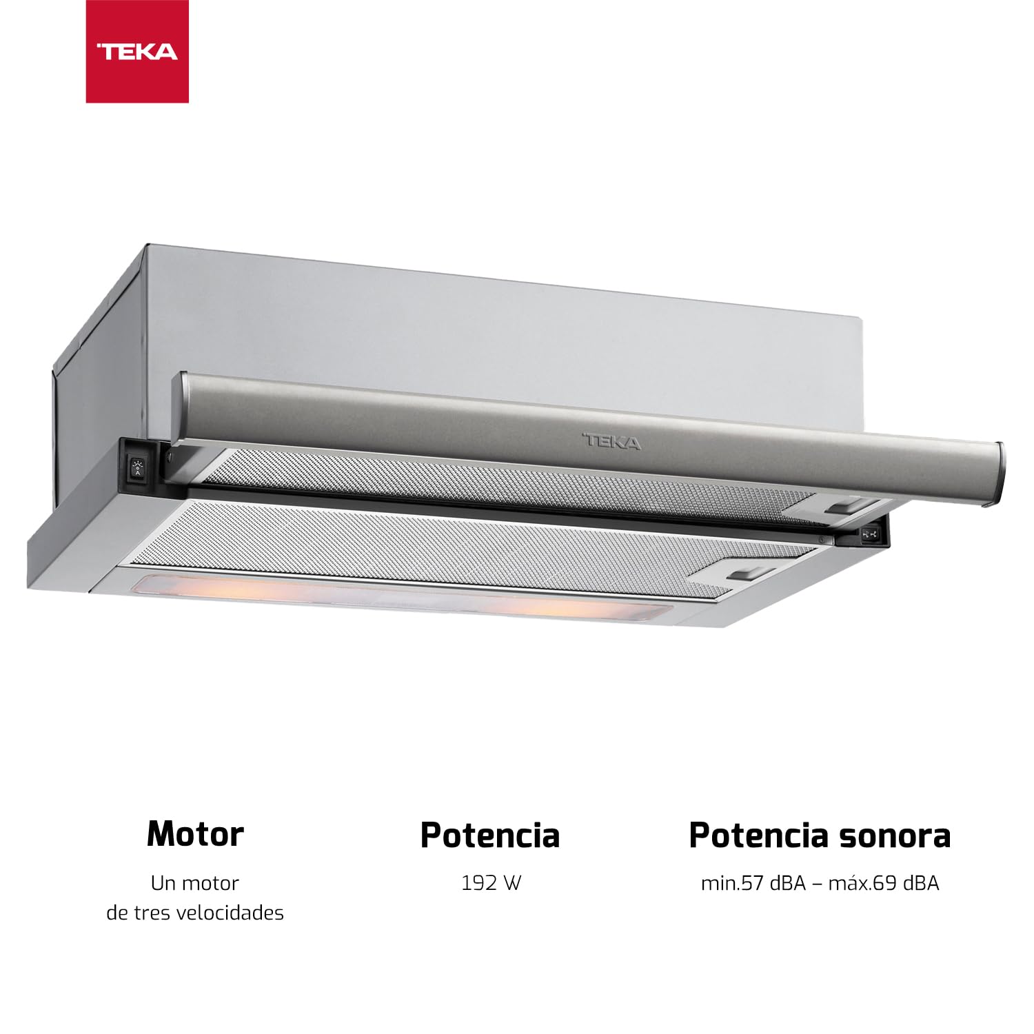 Teka TL 6420.2 - Campana Extractora 60 cm, Extractor Cocina Extensible, 2 Velocidades + Intensiva, Campana Telescópica o Extraplana, Mandos Mecánicos e Iluminación LED, Color Acero inoxidable