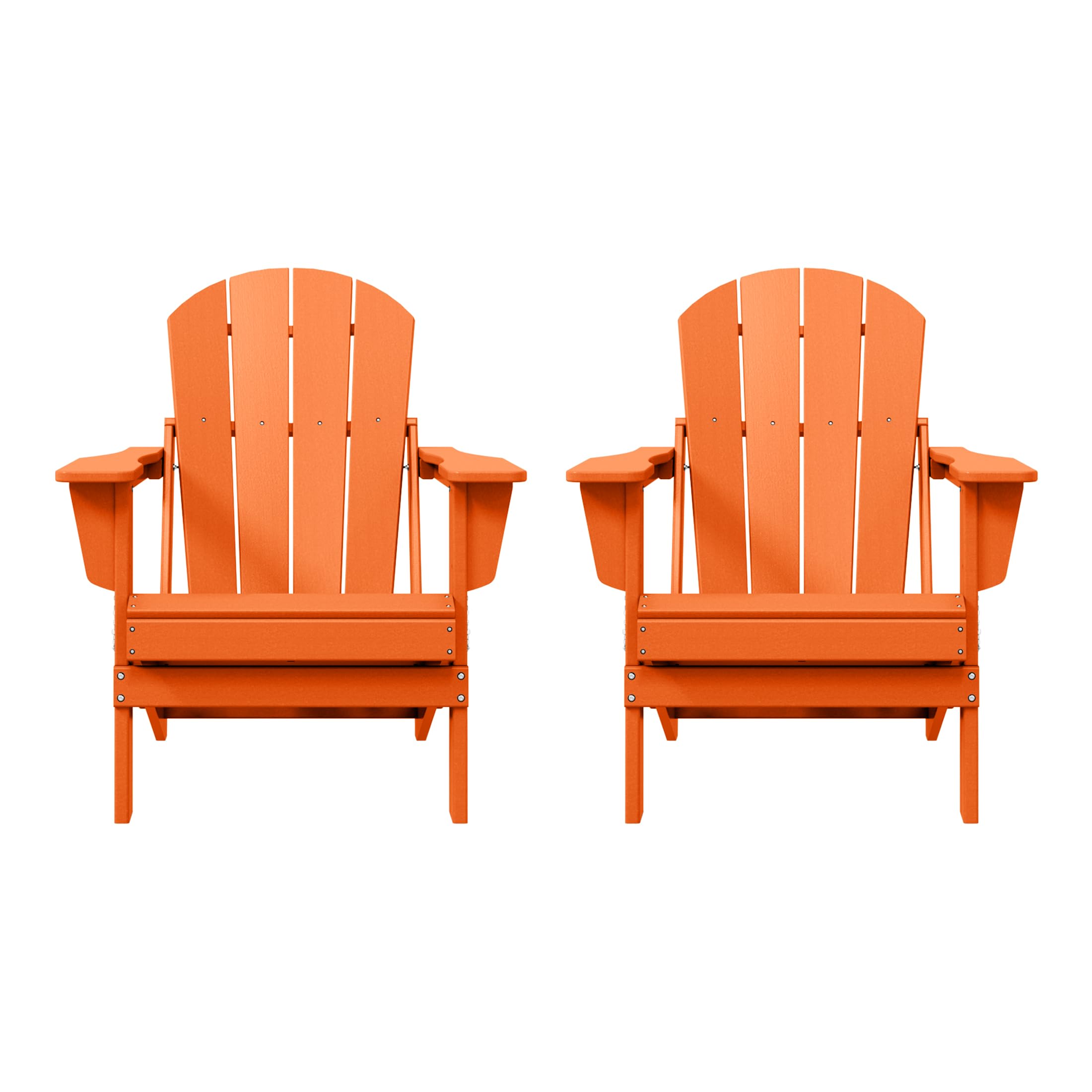 WO Home Furniture HDPE Laguna Outdoor Folding Poly Adirondack Chair (Set of 2), Orange