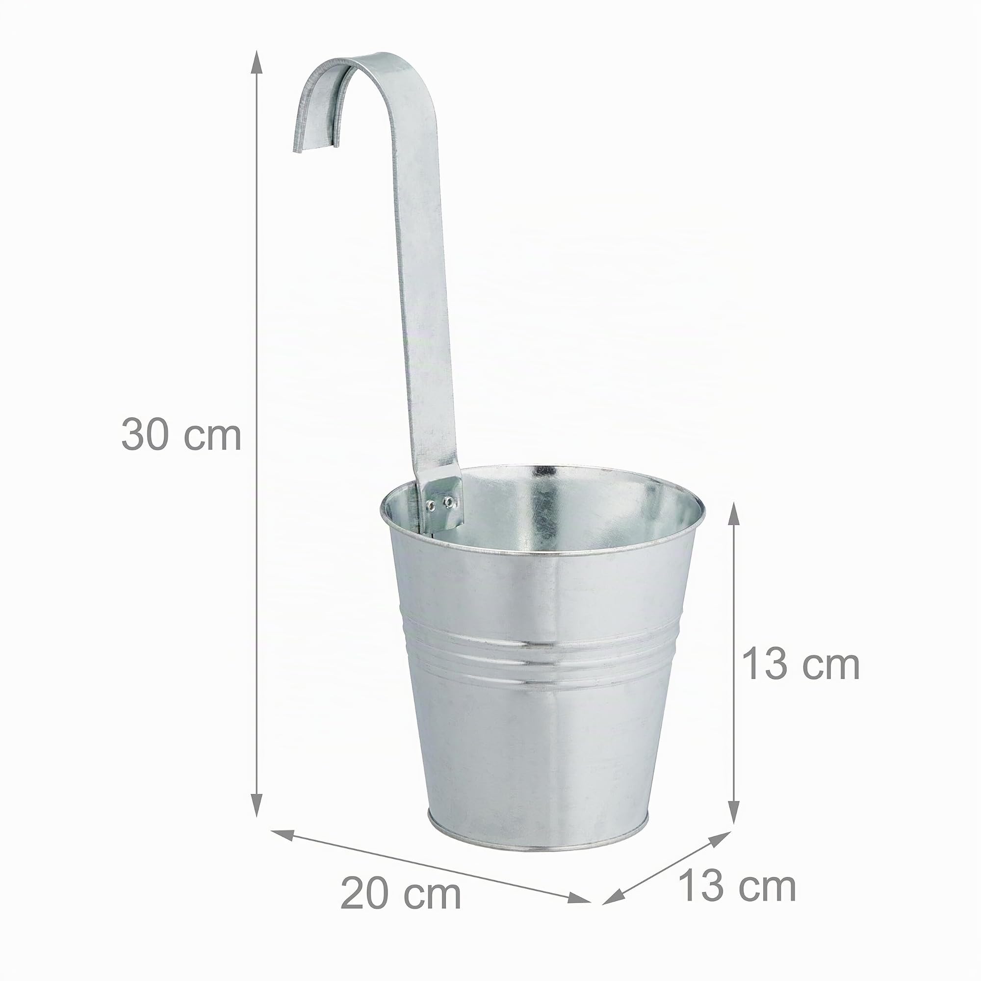 Relaxdays Vasi da Appendere, Set da 12, Portavaso in Metallo, HLP. 30 x 13 x 20 cm, Vasetto in Metallo Zincato, Argento