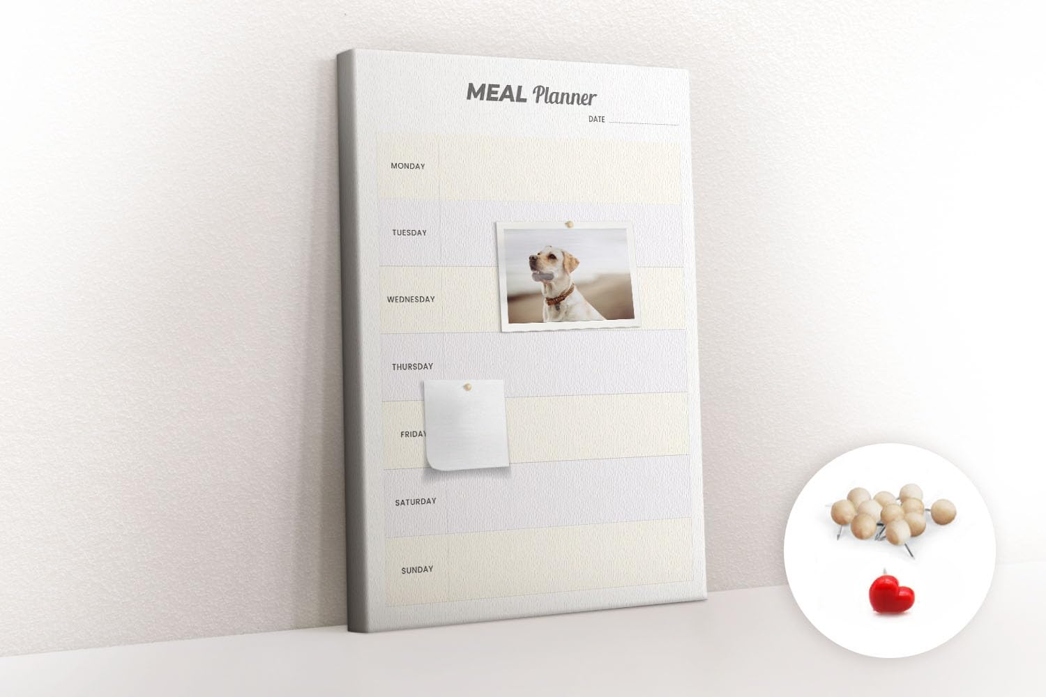 Korktafel Wand Board inkl. Pinnnadeln | Praktische Organisationslösung für Büro, Schule, Haushalt | Planung von Aufgaben, Notizen, Fotos, Terminen, Ideen - 40x60cm - Holz - Speiseplaner