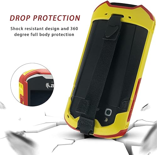 Miniatura 3 de Funda protectora para parachoques con correa de mano para Zebra TC51 TC510K TC52 TC56 TC57 (rojo+amarillo)