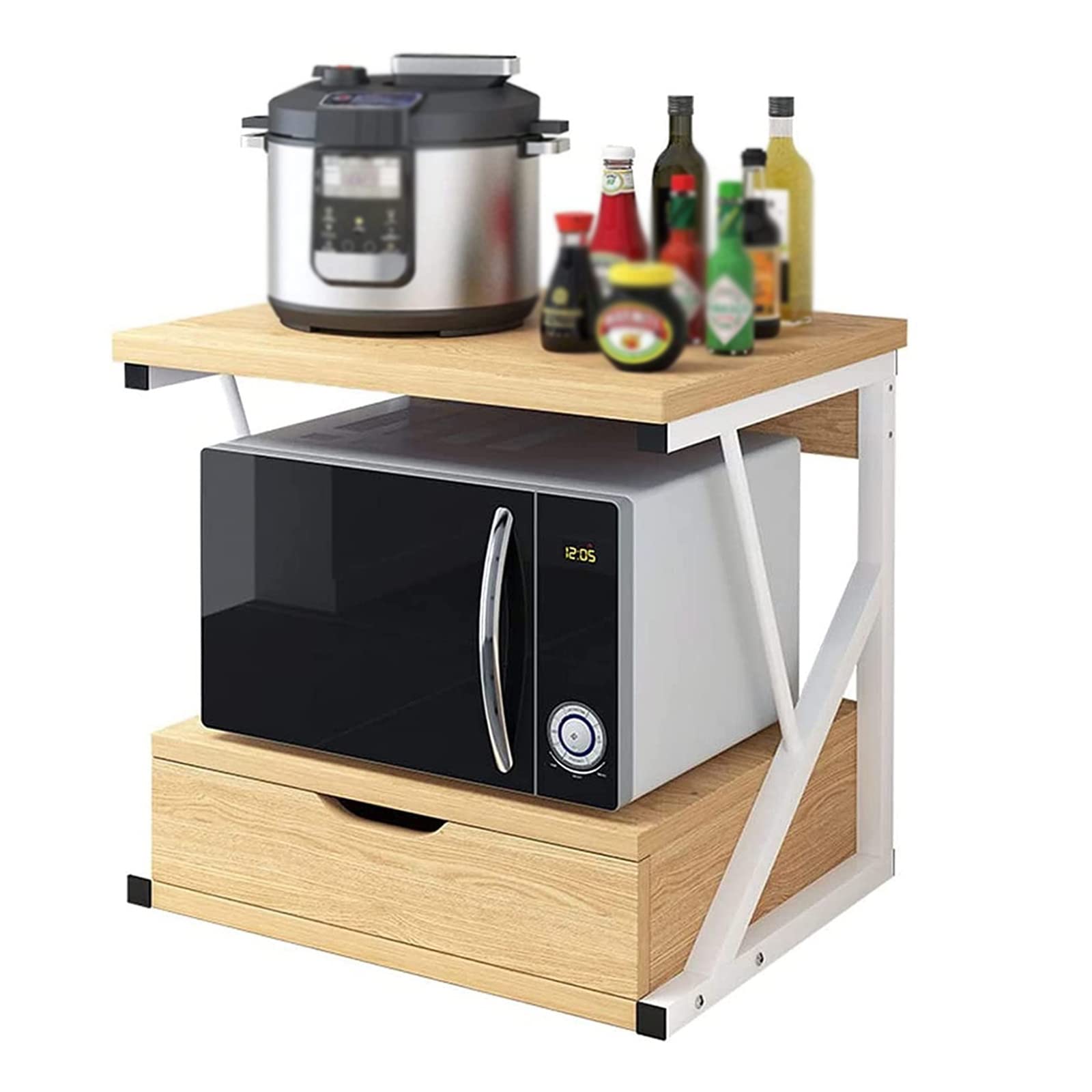 Étagère de four à micro-ondes 2 niveaux, support rangement comptoir de cuisine