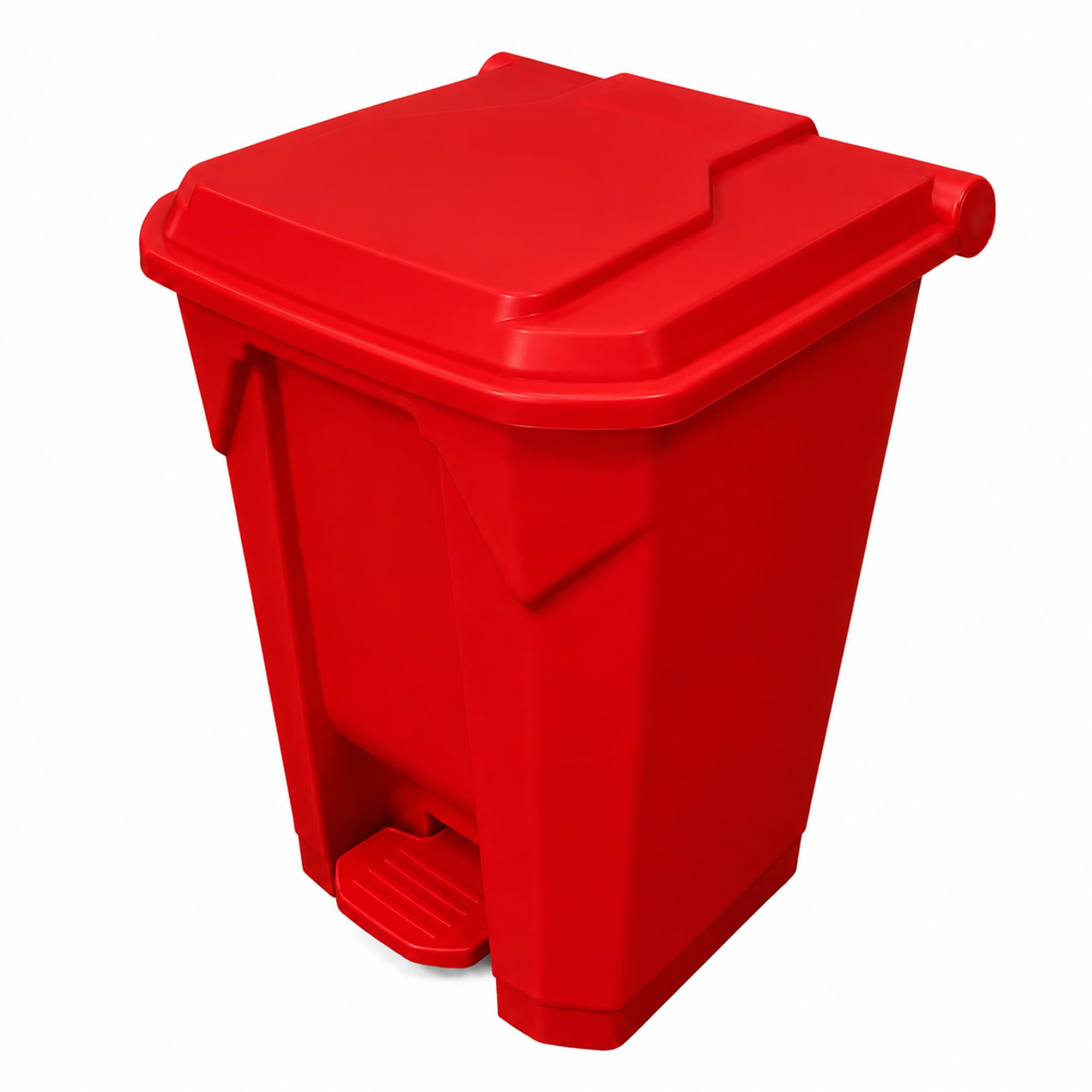 Chabrias Ltd 50 Litre Red Pedal Bin with Lid, Step On Foot Operated Waste & Recycling Bin, Large Polypropylene Hands Free 50 Litre Container for Clinical, Office, School, Washroom & Commercial Use