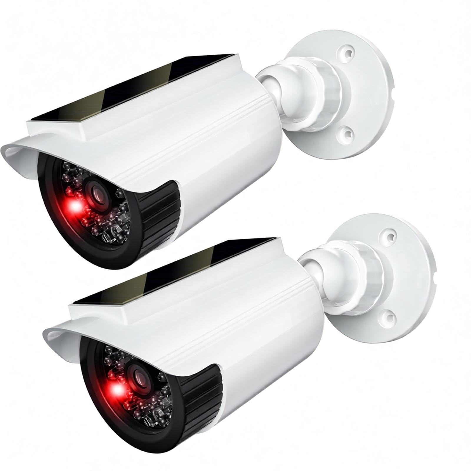 WALI Solar Powered Fake Camera with Red Light, 2 Pack, White (SOLTC-W2)