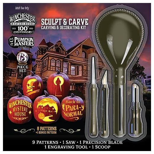 Pumpkin Masters Winchester Mystery House Sculpt & Carve Carving & Decorating Kit: Includes Pattern Book with 9 Patterns and Tools to Carve and Decorate