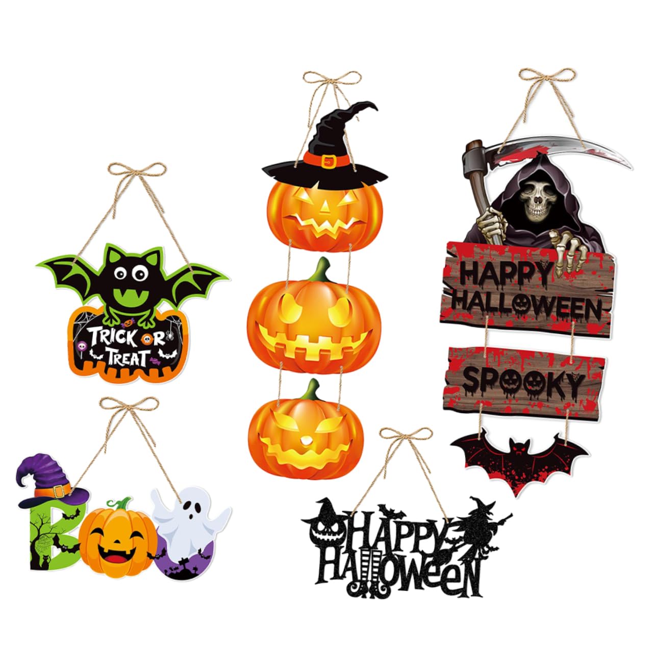 Cabilock 5pcs Halloween Bats Wall Decor Paper Sign Halloween Themed Decor for Front Door Party Home