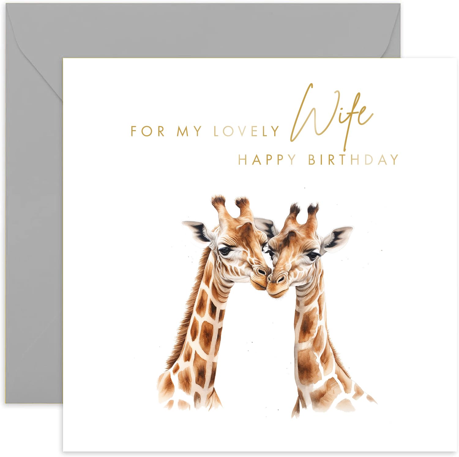 Old English Co. Carte D'anniversaire Pour Femme – Motif Couple De Girafes Mignonnes – Carte D'anniversaire Romantique Pour Autre Demi-conjoint – Cadeau D'anniversaire De La Part D'un Mari – Carte