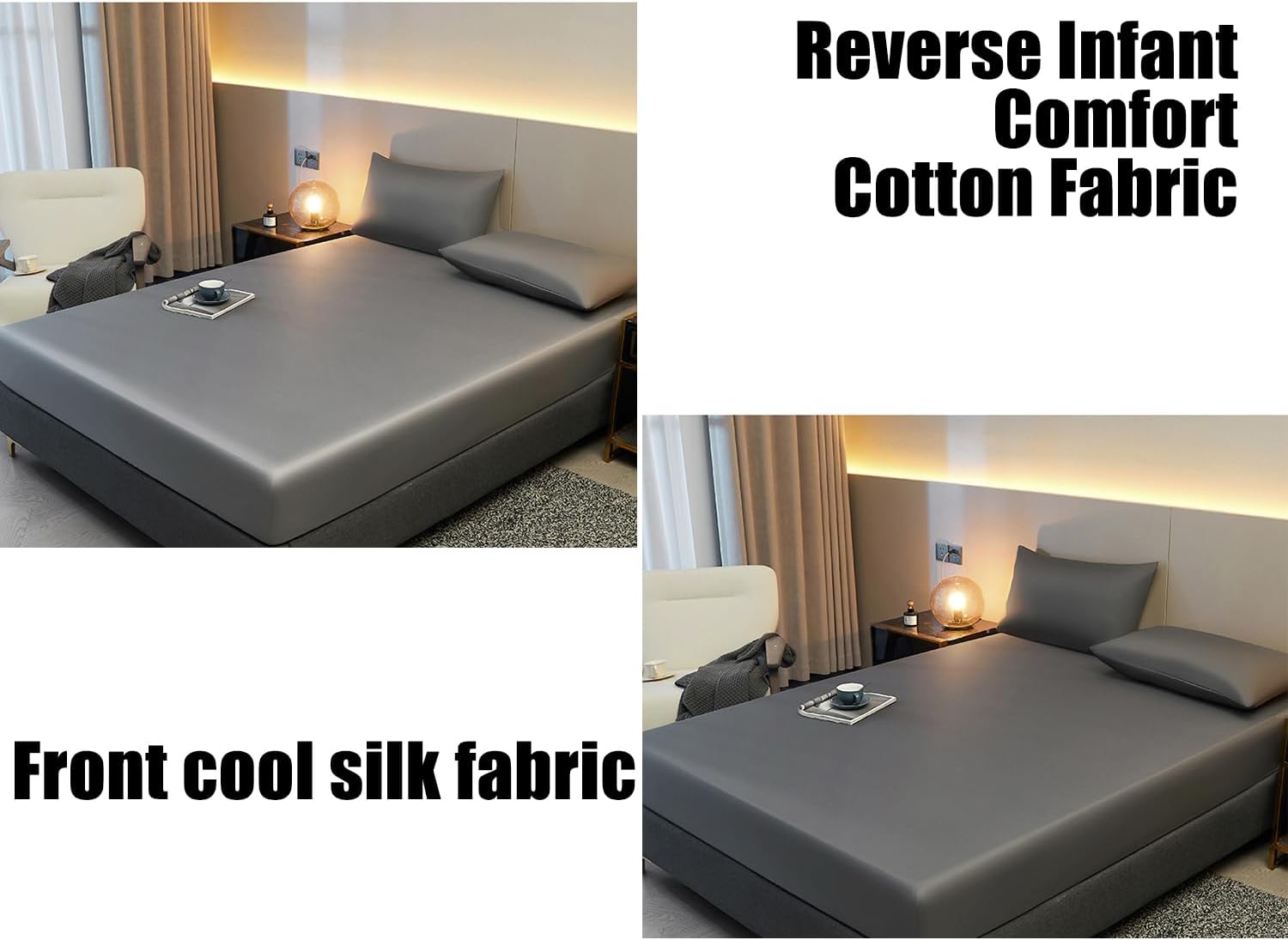 Mattress Protector Queen Size Bed Cooling Fitted Sheet Cool Silk Double Side Use Mattress Pad Cover Comfortable Cotton Fabric with Pillowcase Deep Pocket for 10 in,Light Blue,180 * 200cm