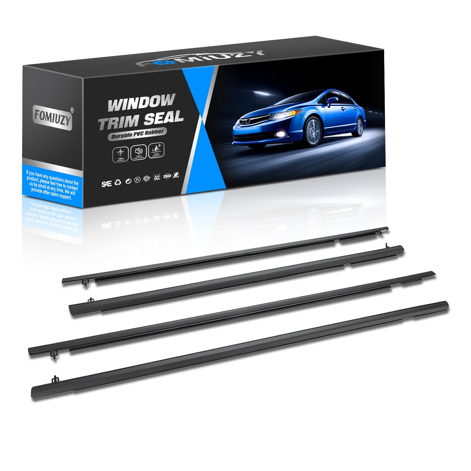 Kit 4 Guarnizioni Per Finestrini Auto – Compatibile Con Honda Civic 2006-2011 (Sostituisce OEM 72450-SNA-A01)