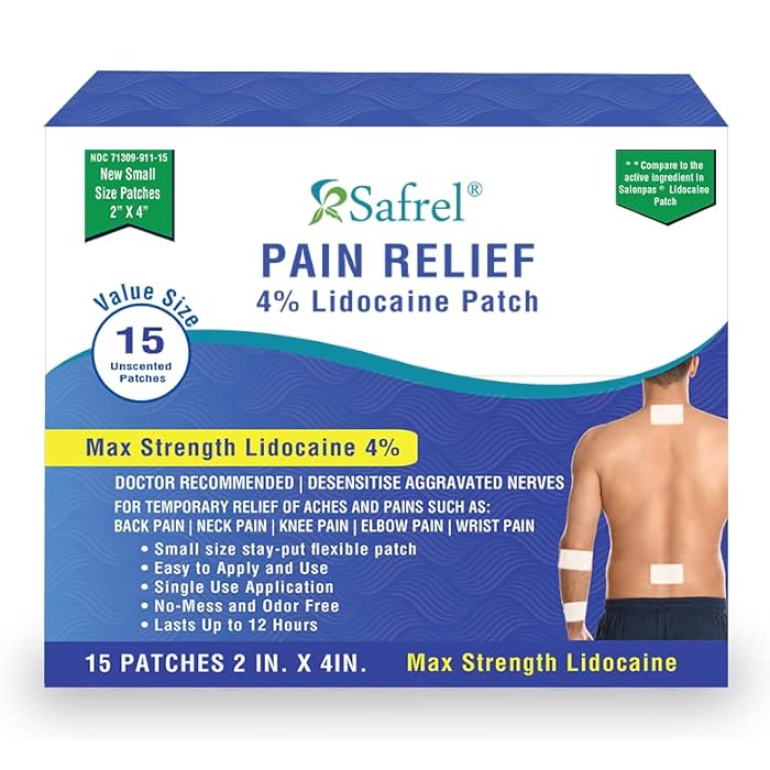 Buy Safrel Maximum Strength Pain Relief 4 Lidocaine Patch, 15 Count