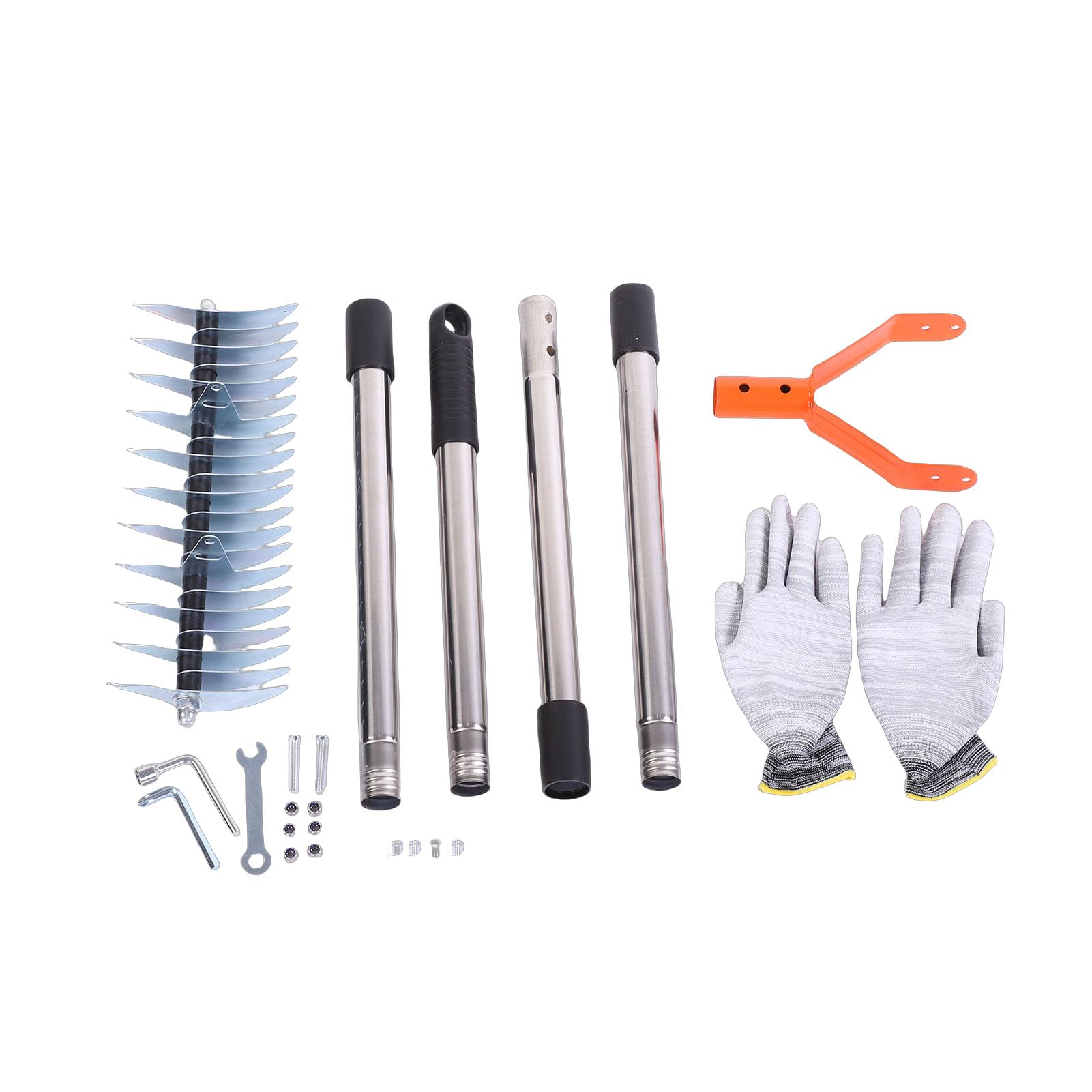 Greensen Rastrello per Thatch da Prato, Denti in Acciaio Resistente per Rimozione Erba Morta e Arieggiatura del Terreno, con Manico Antiscivolo da 1,6 M per Manutenzione di Giardini e (ORANGE)