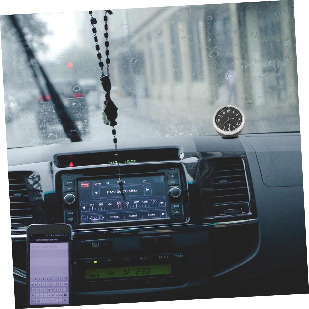 ULTECHNOVO 3piezas Reloj De Coche Quartz Mini Reloj De Tablero Para Vehículos Diseño Moderno Color Negro Sin Batería Para Decoración y Uso Casa y Oficina