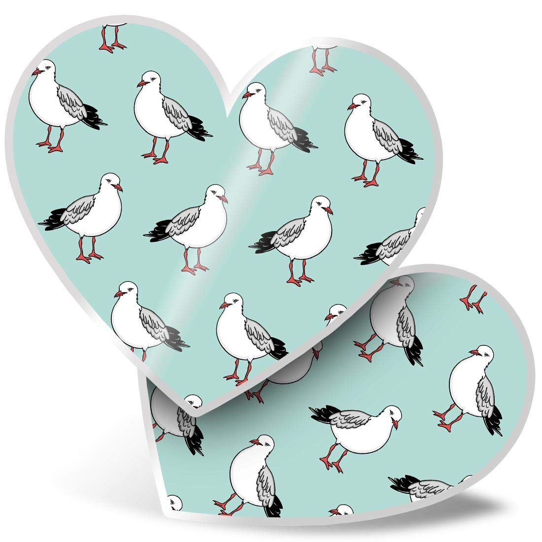 Destination Vinyl Ltd Multi 2 X Heart Stickers 7.5 Cm - Seagull Bird Pattern Gull Seaside Fun Decals For Laptops,Tablets,Luggage,Scrap Booking,Fridges, #46287