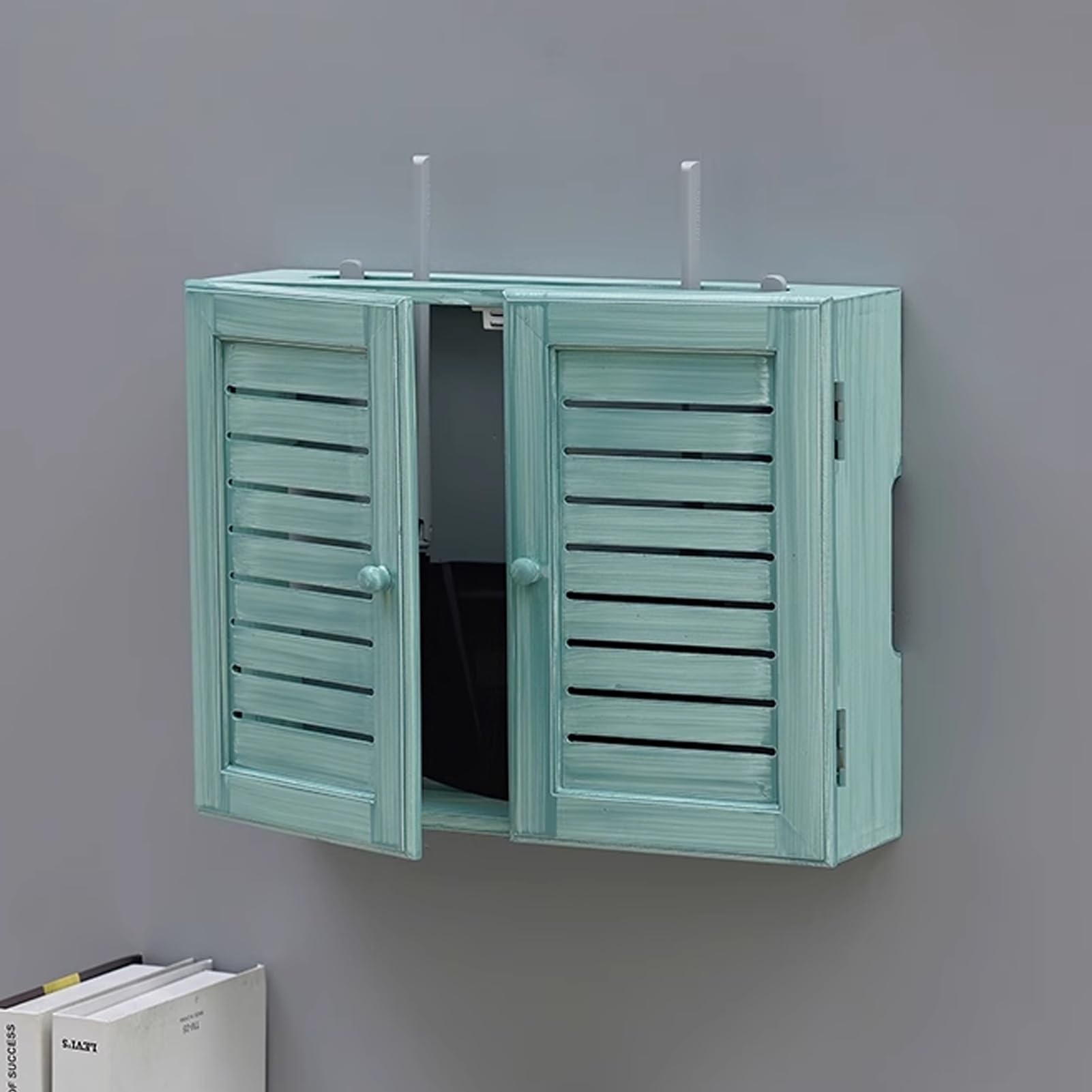 WiFi Storage Box Wall Mount WiFi Router Box Hider Decorative Router Storage Modem Wall Mount Home Media Storages Cabinet for Bedroom Living Room(Green,47cm/18.5in)