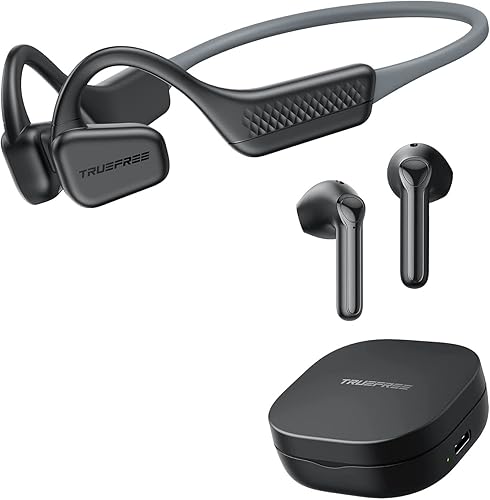 truefree F1 Auriculares de oído abierto inalámbricos Bluetooth 5.3 Auriculares de conducción de aire A1 Auriculares inalámbricos con 4 micrófonos,