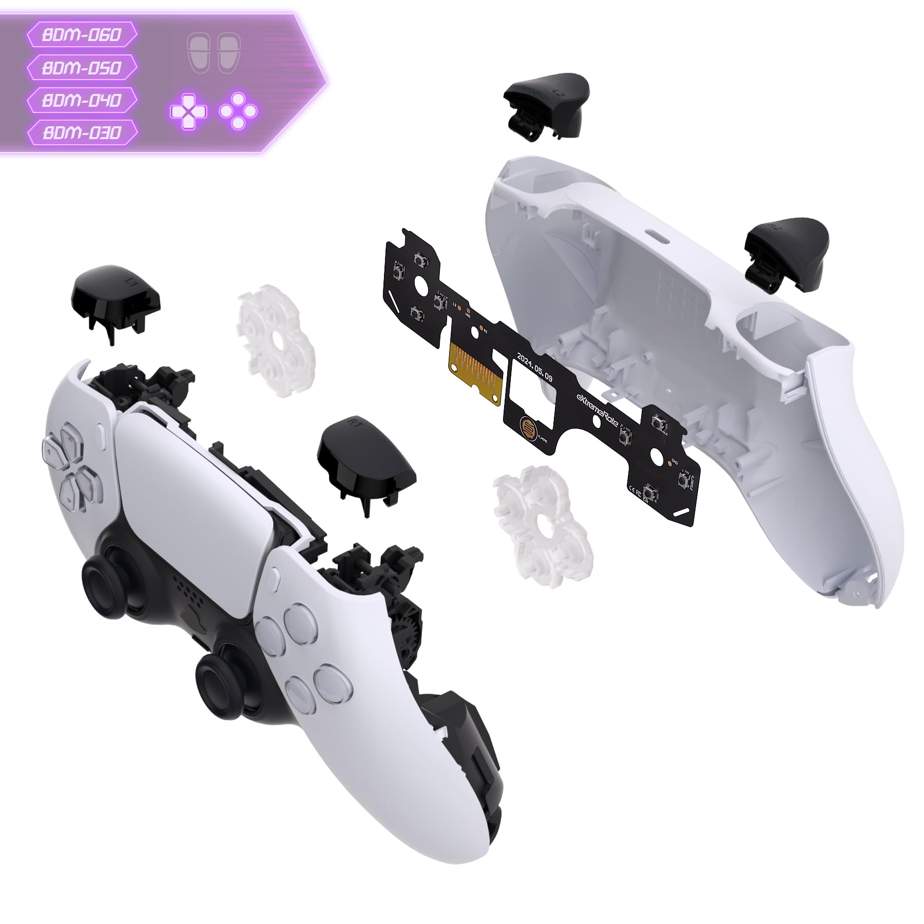 eXtremeRate Face Clicky Kit per ps5 Controller BDM-030/040/050/060,Pulsanti Tattili Dpad Tasti Direzionali Mouse Click Kit per ps5 Joystick BDM-030/040/050/060(Senza Controller&Tasti)