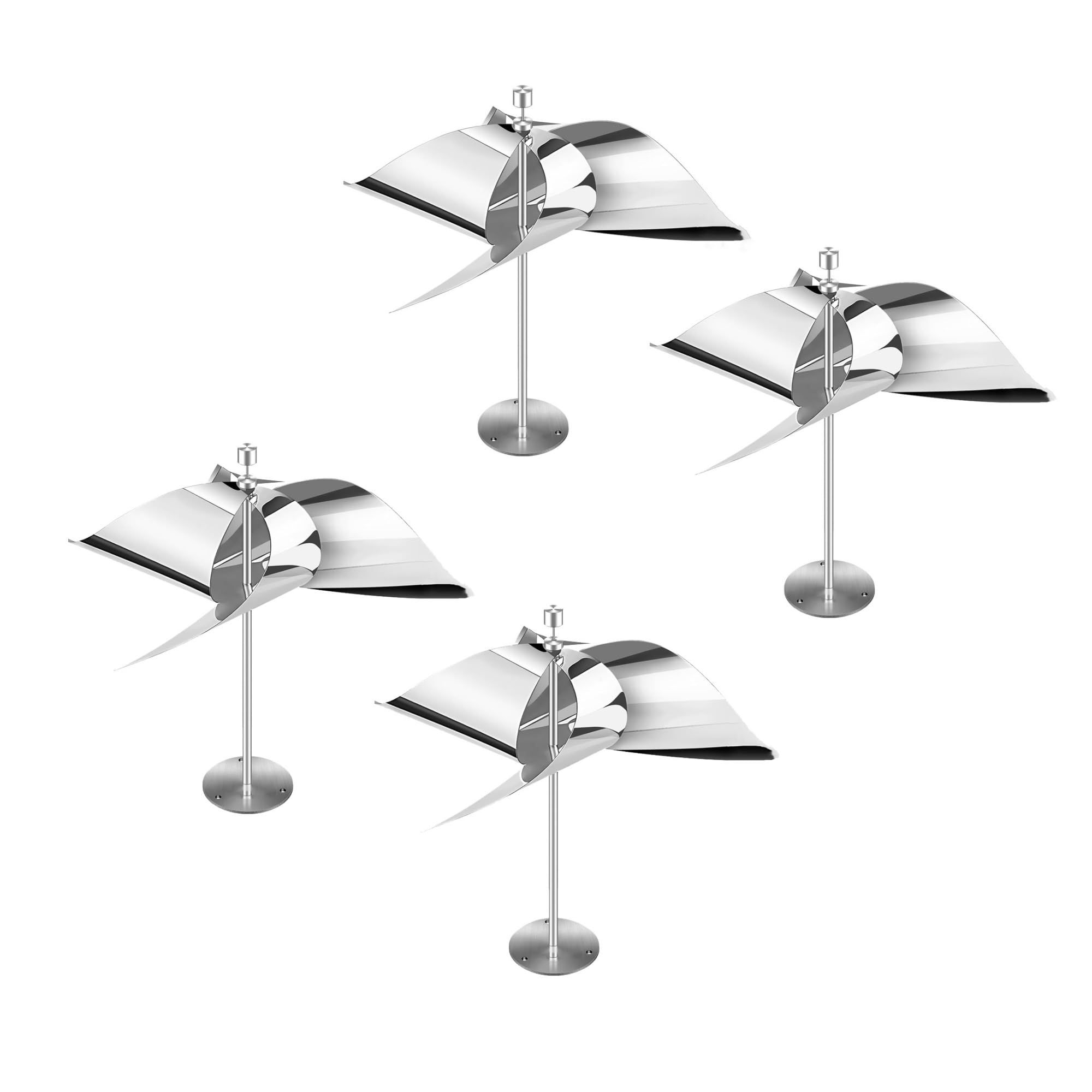 BOPIES Ahuyentadores de pájaros reflectores Alta eficacia Acero Inoxidable Duradero Espantapájaros Giratorio Ahuyentadores for ferrocarril, Pistas, huerto, Granja, 4 Piezas
