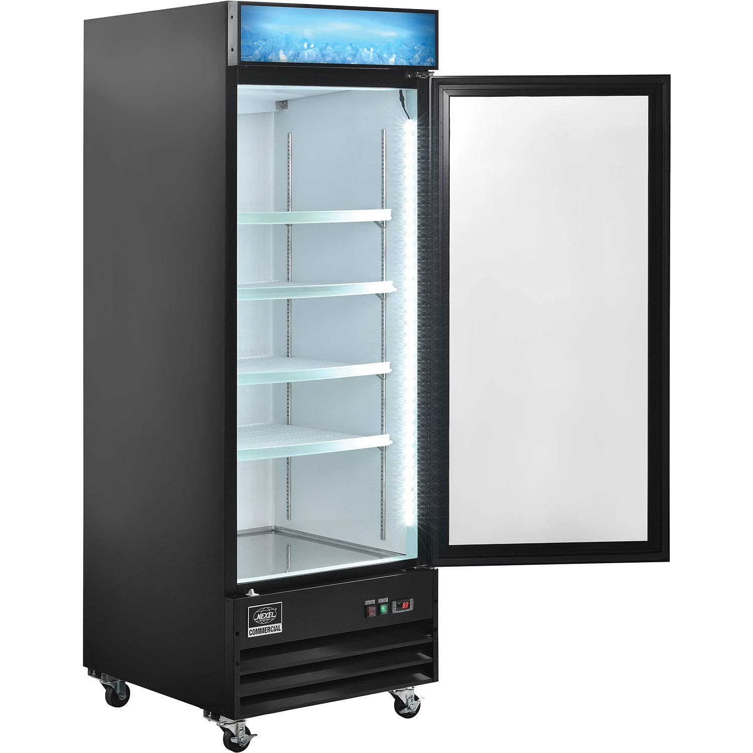 Merchandiser Display Refrigerator by Nexel – 31.9"L x 28.3"W x 82.2"H, 23.0 cubic_feet, Coated Steel, Black, Model G648BMF-HC