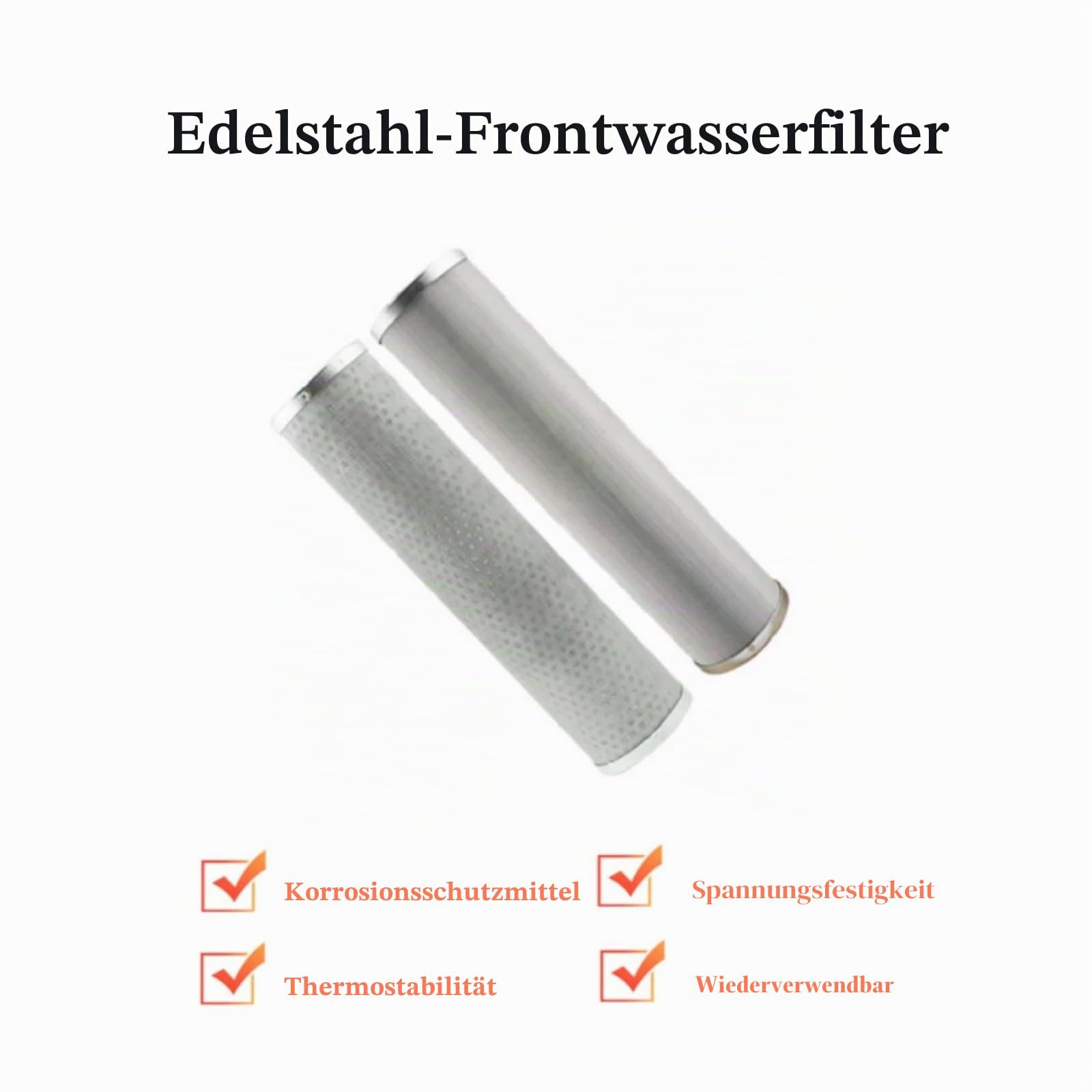 10-Zoll-Wasserfilter Aus Edelstahl, Kann Gereinigt Und Wiederverwendet Werden, Korrosionsbeständig, Hochtemperaturbeständig, 5 Mikron Und Mehr(1 Micron)