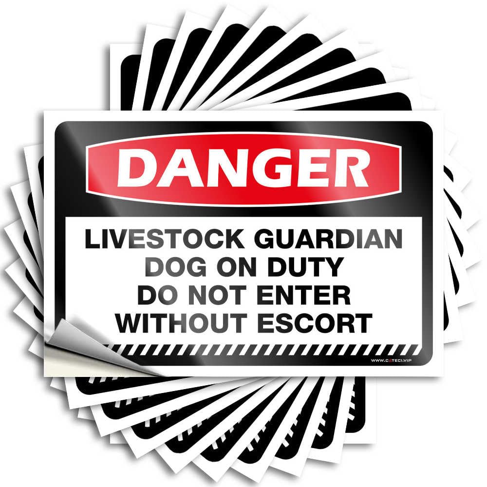 Lettering Sticker Housewarming Gift Peel and Stick - Danger Livestock Guardian Dog On Duty Do Not Enter Tumbler Vintage Waterproof Vinyl for Adulting(12X18CM)