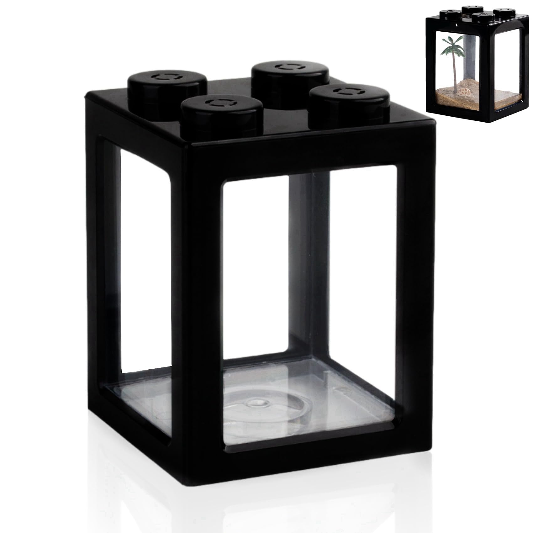 Yobiisolut Mini Aquarium, Acrylic Cube Tank, 0.2 Gallon, Ideal for Shrimp, Snails, Moss, Small Aquatic Life, Stackable, Transparent, Mini Size, Desktop Landscape