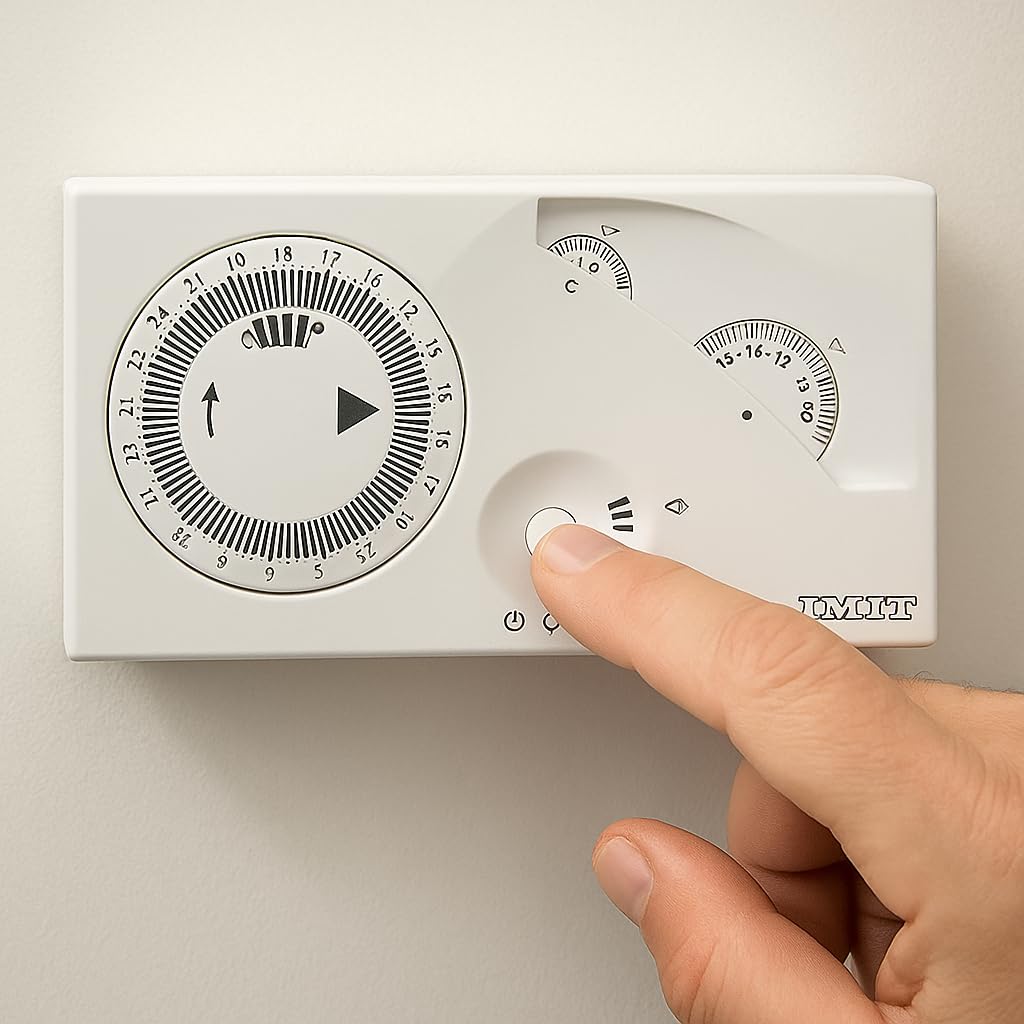 Cronotermostato Giornaliero Elettronico da Parete – Regolazione Digitale Temperatura – Grado di Protezione IP20 – Max 50°C – Display LCD Retroilluminato – Facile da Installare – IMIT/LEMAG SRL