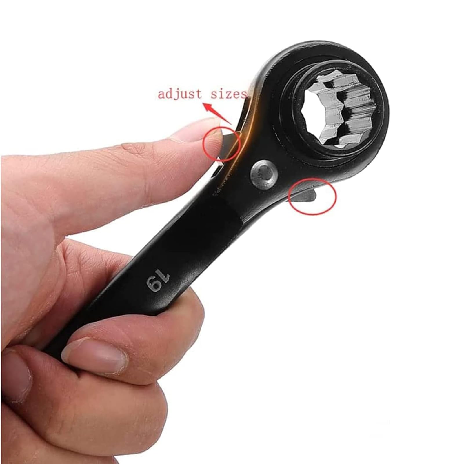 Elecbee 24-30mm Scaffold Spanner,Ratchet Podger Spanner Universal Head Wrench,Steel Erect Spanners Scaffold Erecting Ratcheting Adjustable Socket Adapter Hand Tools for Car Repair,Carpentry (Black) - Image 2
