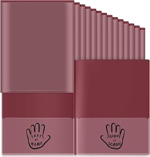 Henoyso 24 Pcs Plastic Folder with Pocket for School to Home, Burgundy