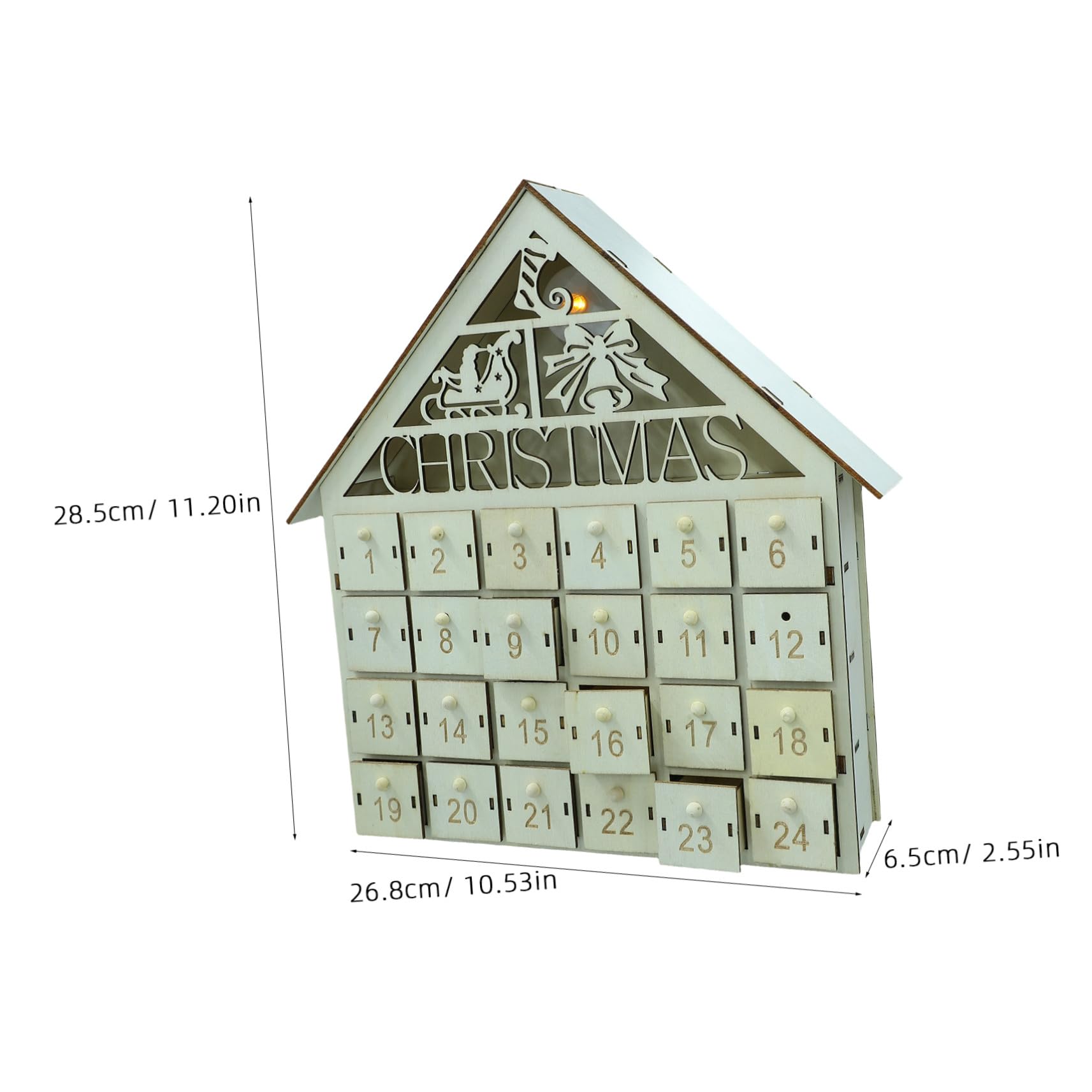 TOYANDONA Calendario Avvento in Legno con Luci LED 24 Scomparti Decorazione Natalizia per Casa e Feste