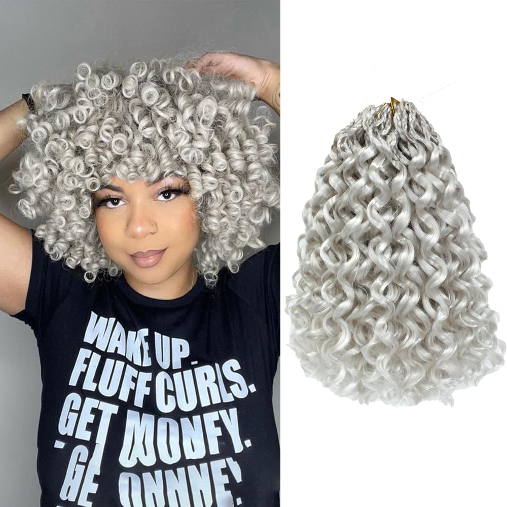 Pelo de ganchillo Gogo Curl preenrollado, 10 pulgadas, 8 paquetes, pelo corto y rizado de ganchillo para mujeres negras, cabello trenzado ondulado del océano, cabello trenzado profundo (10 pulgadas