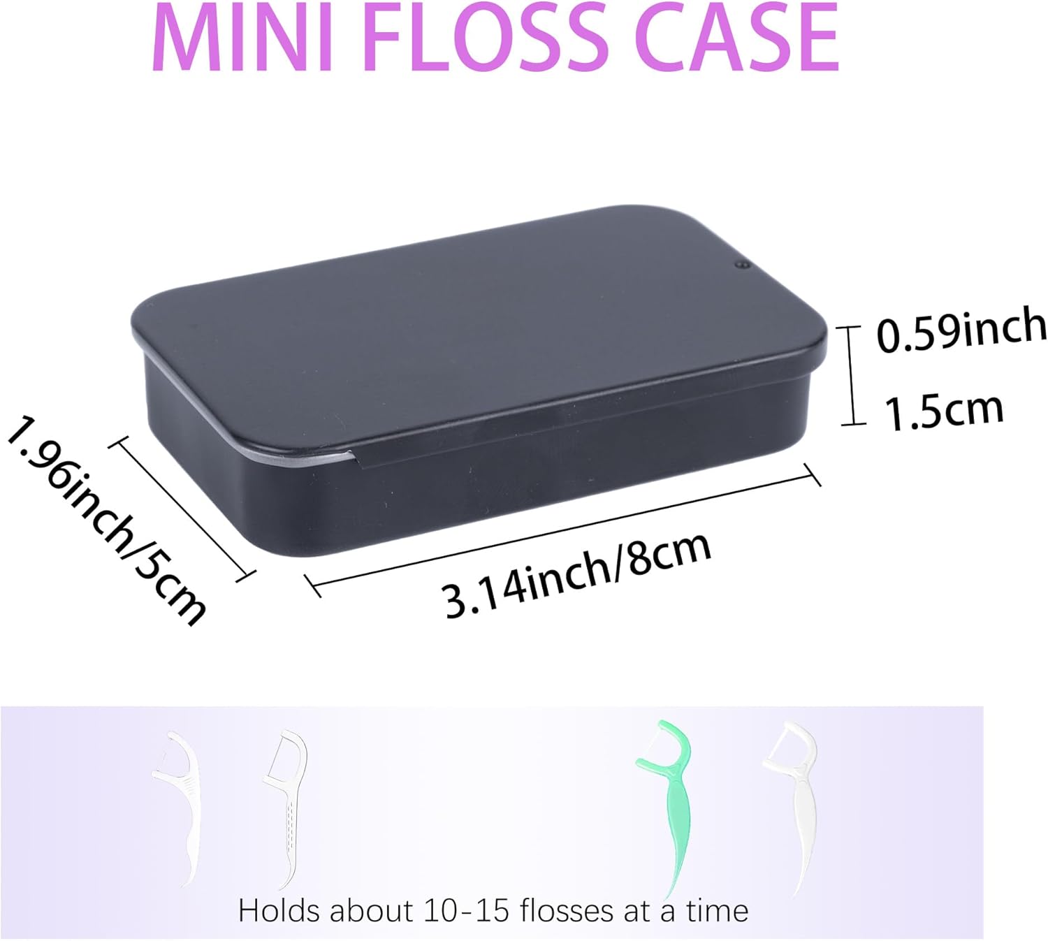 2Pack Dental Floss Portable Case,Dental Floss Dispenser,Storage 24 Picks Adult Floss in Box,Refillable Glide Floss,Portable Travel Floss Box for Travel(Black) - Image 3