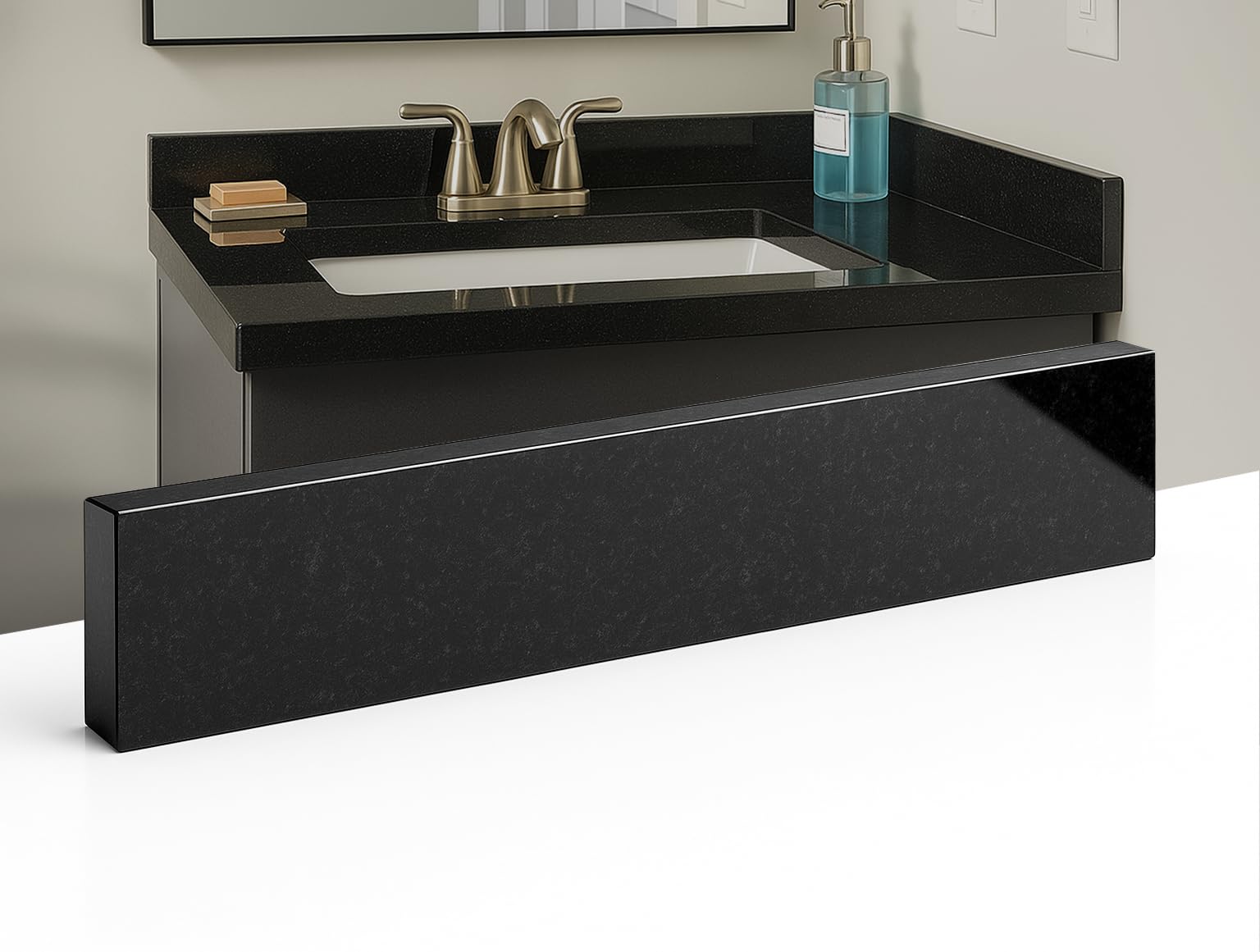 Bathroom Vanity Sink Backsplash/Sidesplash (Absolute Black Granite, 4" x 36")