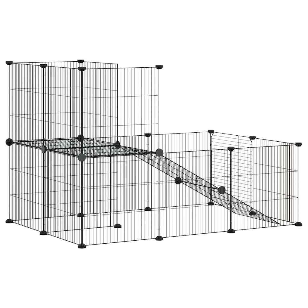 Jaula de 20 piezas para animales pequeños, de acero con recubrimiento en polvo, 35 x 35 cm, con puerta, casa para roedores para conejos, interior y balcón de jardín