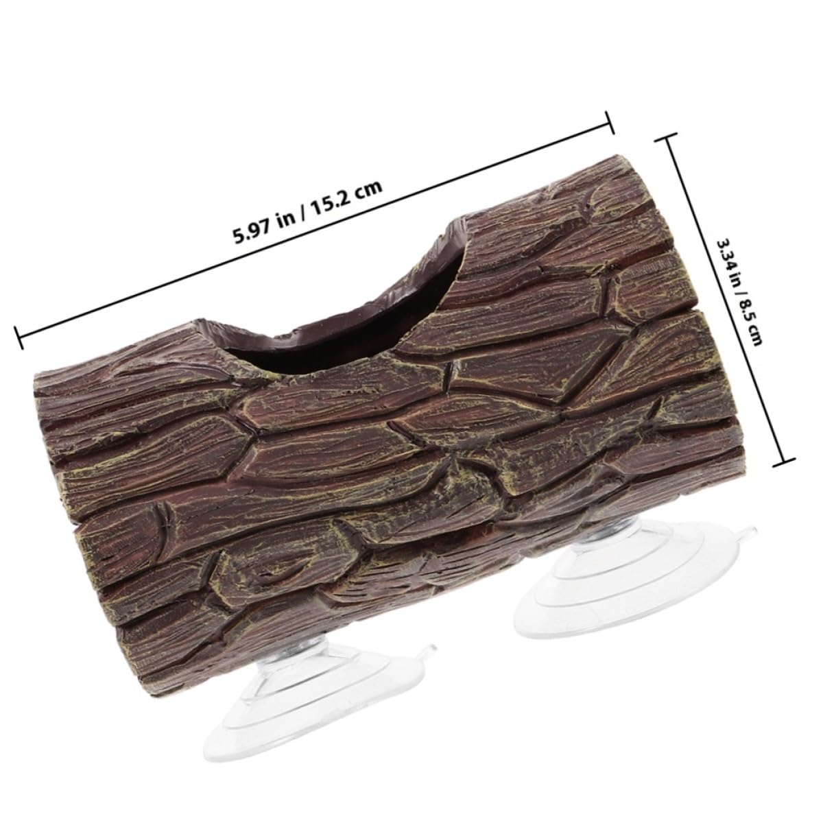 ORFOFE Cachette Reptile Aspect Tronc d'arbre en Résine, Ventouse Fixation, Taille Moyenne, Habitat pour Geckos et Amphibiens, Décoration Terrariums