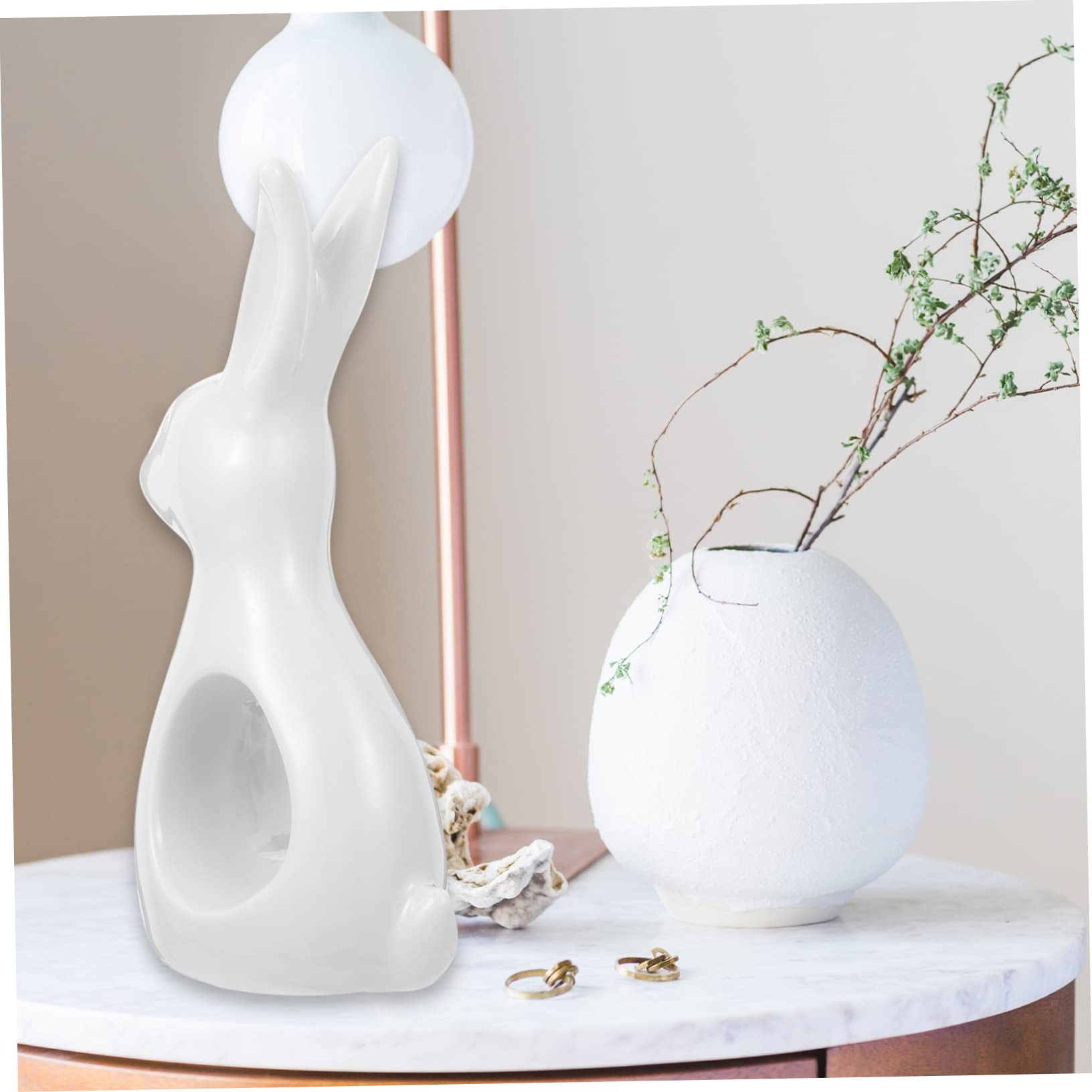 LIFKOME Coniglio Ceramica Ornamento da Tavolo Forma di Coniglio Decorazione in Ceramica da Tavolo Statuina per Casa