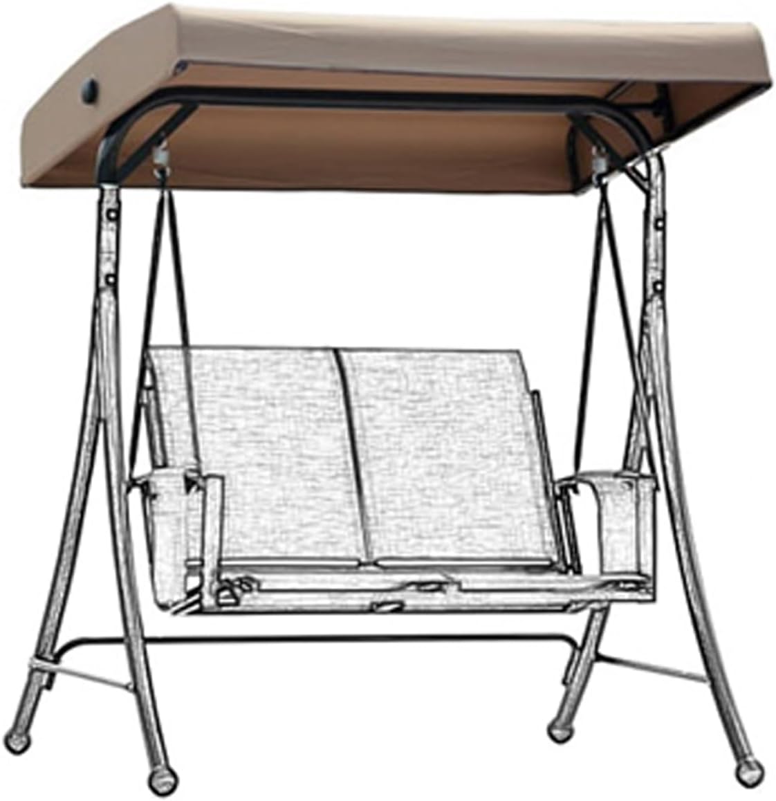 Swing Chair Canopy Replacement(Khaki),2 3 Seater Outdoor Porch Swing Seat Canopy Cover,Waterproof Windproof Anti-UV Heavy Duty Rip Proof Garden Hammock Top Cover,Garde(Size:61''Wx49''D,Color:2-seater)