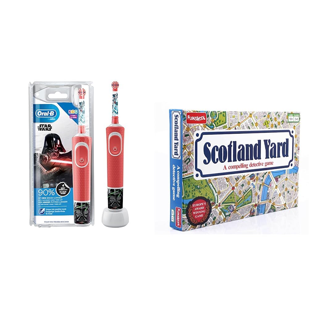 Oral B Kids Electric Rechargeable Toothbrush, Featuring Star Wars Characters-Multicolor & Funskool Games - Scotland Yard, A Compelling Detective And Strategy Animal Board Game for10 & Above-Multicolor-image-34