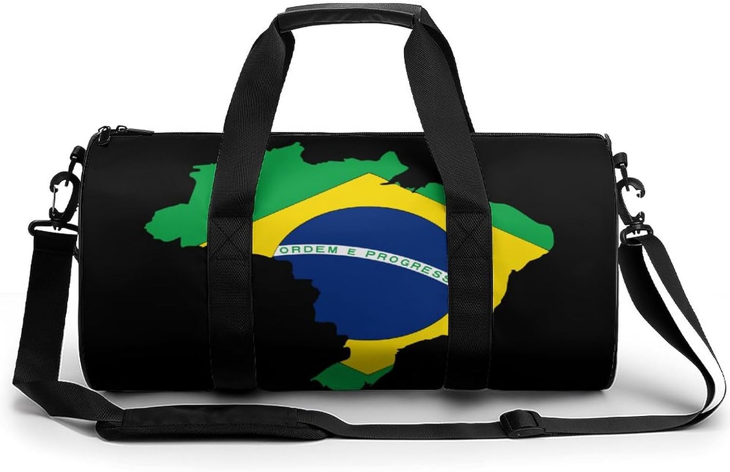 Flag of Brazil Map Print Gym Sport Bag Travel Duffel Bags Weekender Carry on Tote Bags for Women Men