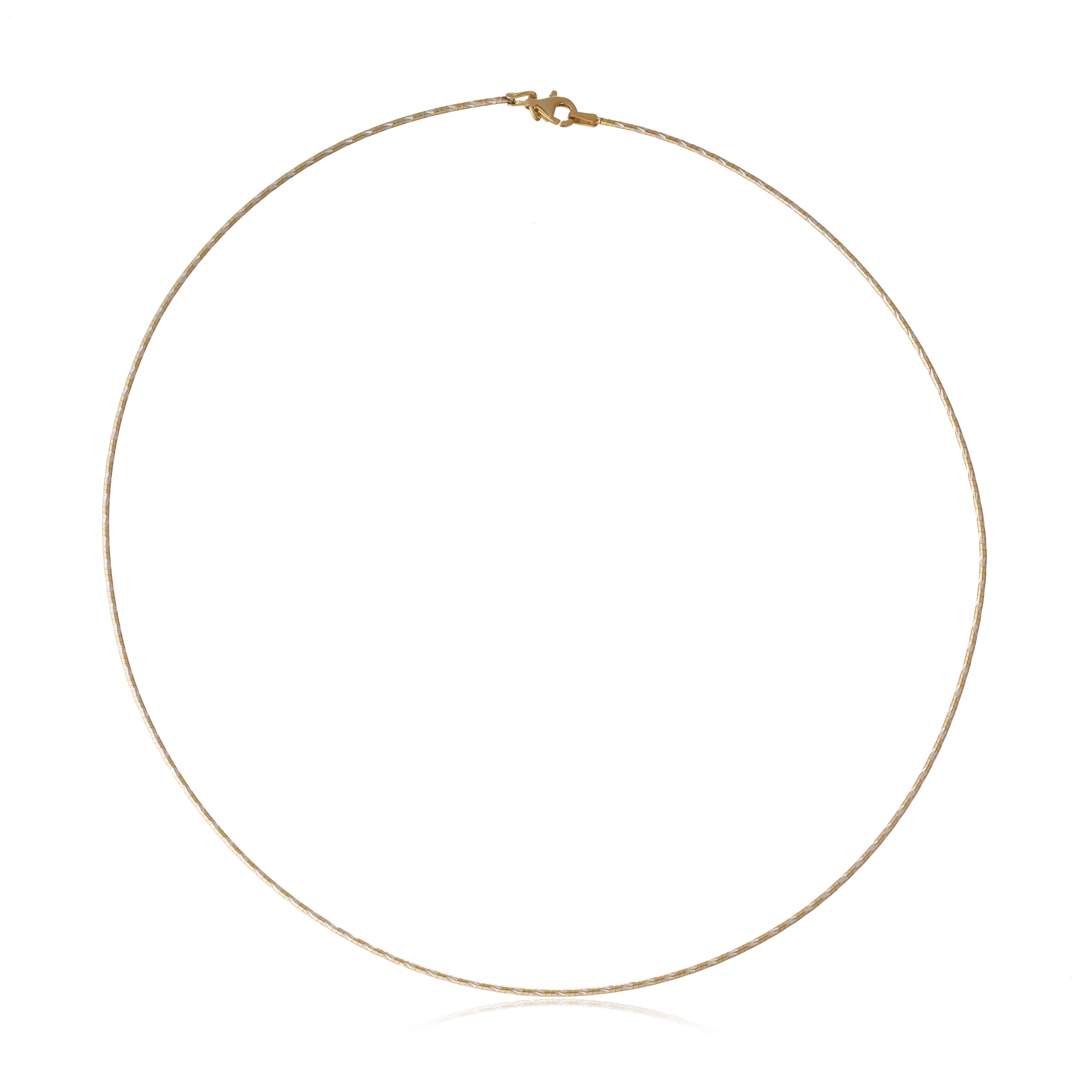 92.5 Sterling Silver Gold Plated Omega Chain Necklace for Men & Women | BIS Hallmarked | Italian Design | Lightweight Daily Wear Jewelry | Plating Warranty-image-40