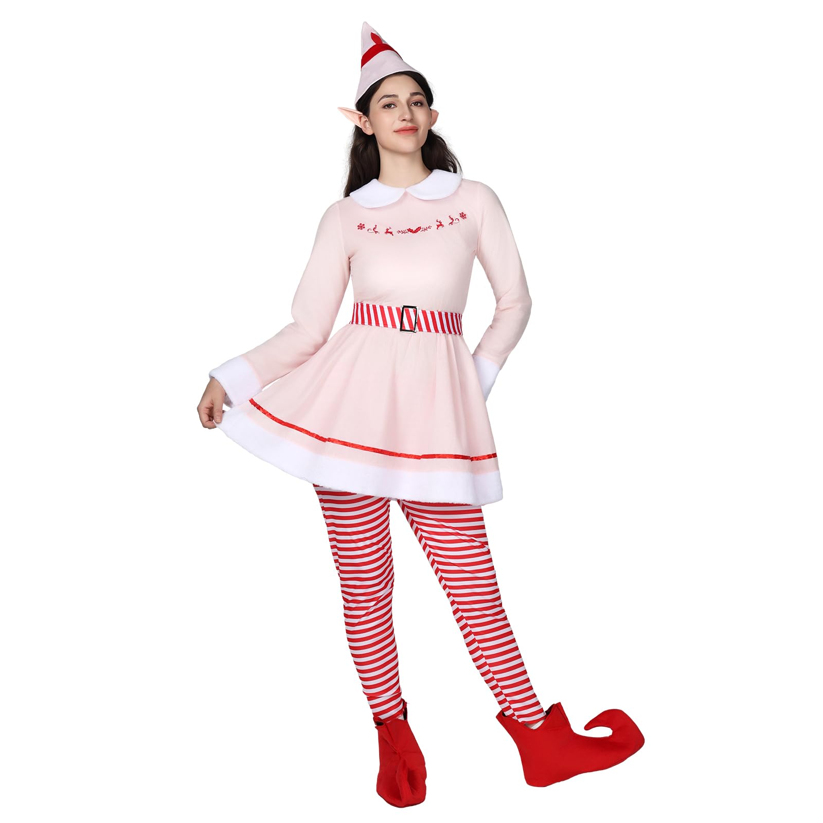 EraSpooky Costume d'elfe de Noël pour femme, déguisement d'elfe de Noël de luxe